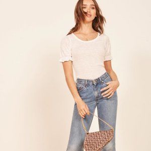 REFORMATION White Priah Linen Top Sweater XS Chic